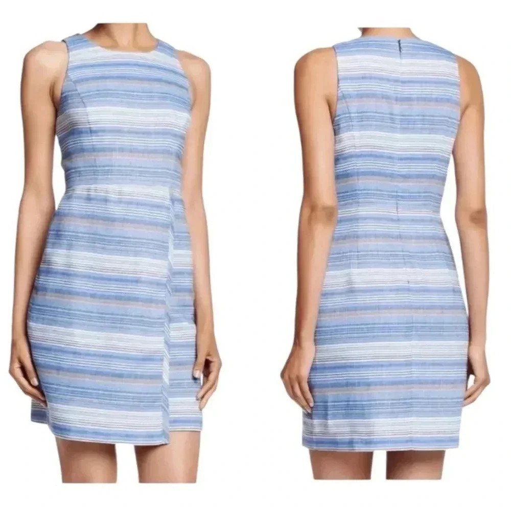 LAUNDRY by SHELLI SEGAL | Mini Striped Blue Windsurf Mini Dress 10